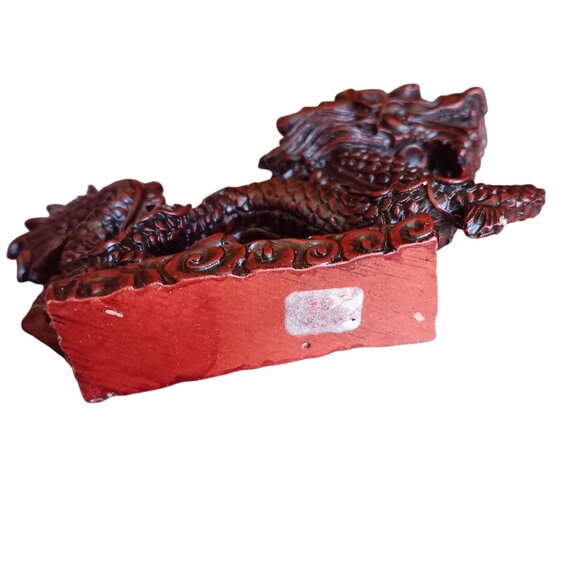 Vintage Chinese Dragon Resin Figurine Statue 3x4" - Picture 4 of 5